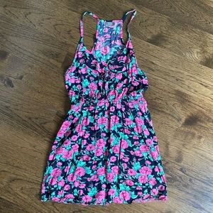 Adorable Pink and Green Floral Mini Dress
